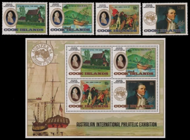 Cook-Inseln 1984 - Mi-Nr. 1010-1013 & Block 145 ** - MNH - Schiffe / Ships