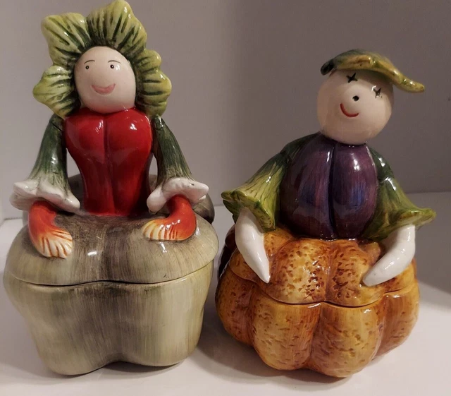 Vintage Anthropomorphic Kaldun and Bogle Bell Pepper & Squash Lady Lid and Dish
