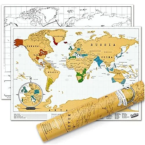 Luckies of London Scratch Off World Map Original Travel Size | Mini Travel Map