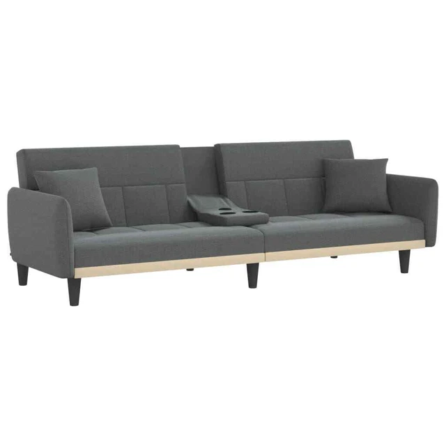 AX Divano Letto Grigio 2 Cuscini Tavolino Portabicchieri 2USB Regolabile 351870
