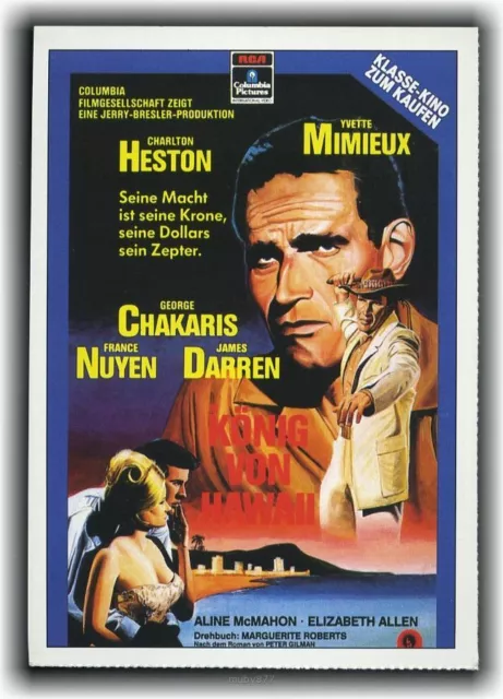 KÖNIG VON HAWAII ♦ 1962 ♦ CINEMA Filmkarte ♦ Charlton Heston ♦ Yvette Mimieux