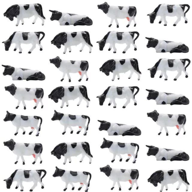 30-60pcs HO Scale Painted Farm Animals Cows Black and White Model Railway P8714