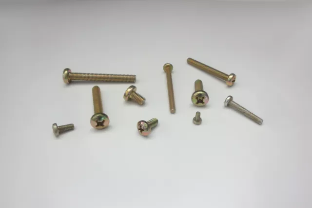 Phillips/Pozidriv Screws Yellow Galvanised, Many Sizes din 7985 Lense Screws Ph
