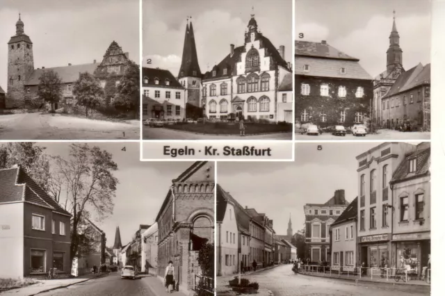 Postkarte :  EGELN  bei  STASSFURT , Wasserburg , Rathaus , Kirche ; ca.1979