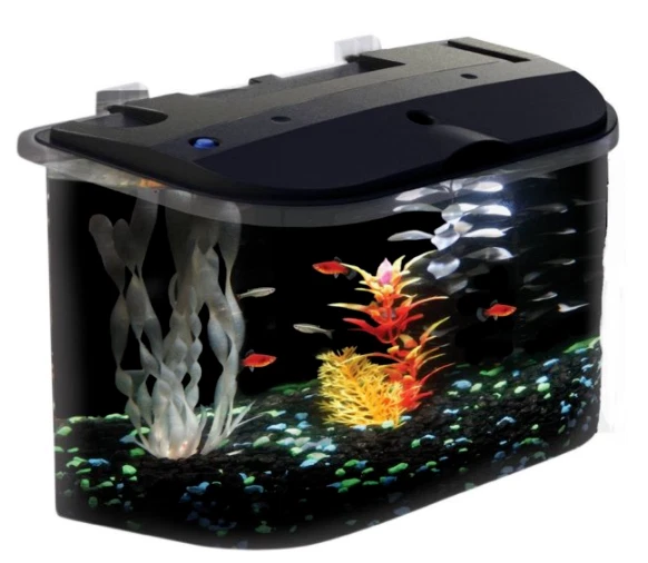 5 Gallon Fish Tank Starter Kit Aquarium Small Desktop Acrylic With Filter LED