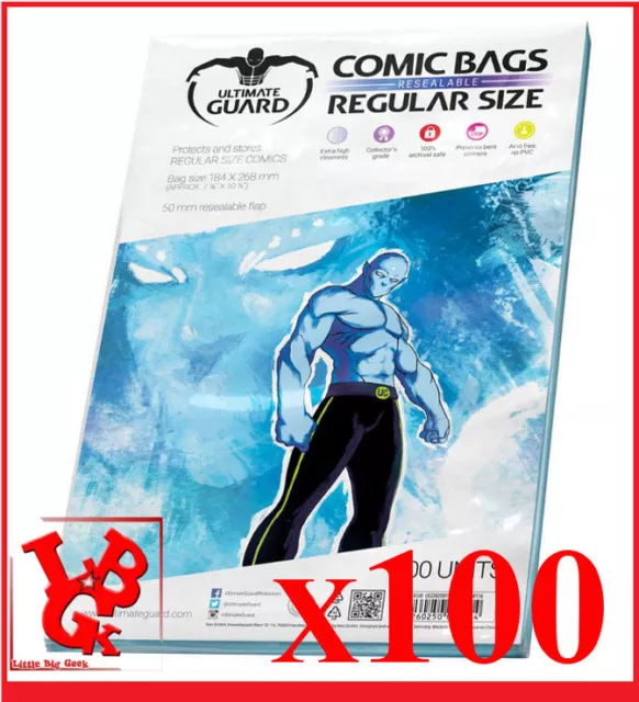 Pochettes Protection REGULAR Size REFERMABLE 268 x 184 mm BD x 100 comics # NEUF