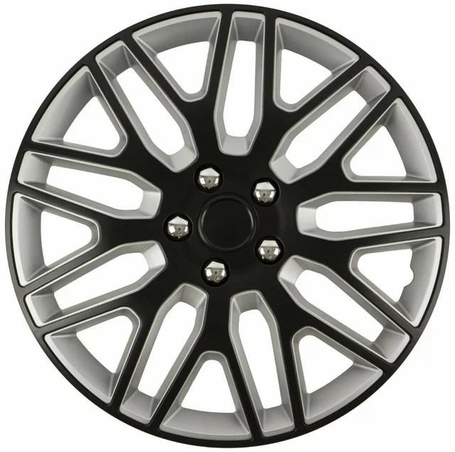 Fiat Doblo Scudo 15" Dakar Tappi Ruota Nero & Argento Set di 4 R15