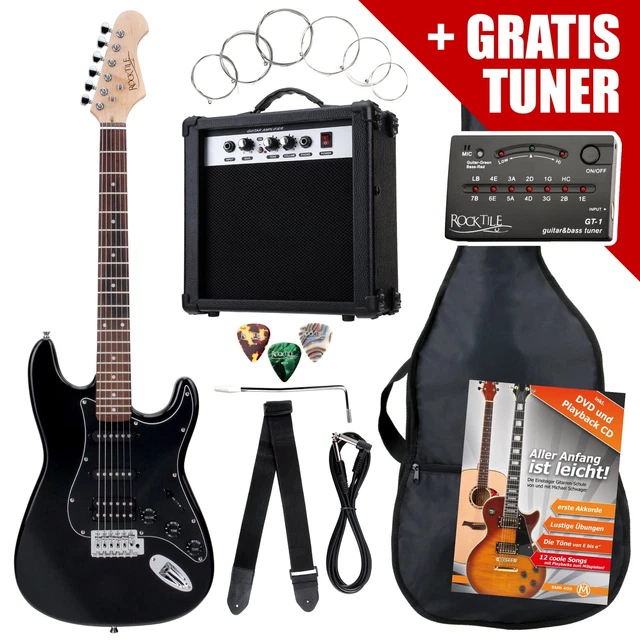 Pack Guitare Electrique Set Debutants Amplificateur Accordeur Sac Cable Sangle