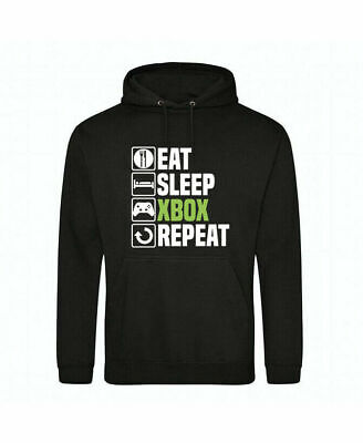 Eat Sleep Xbox Repeat Hoodie Mens Unisex Gaming Slogan Jumper Present Gift