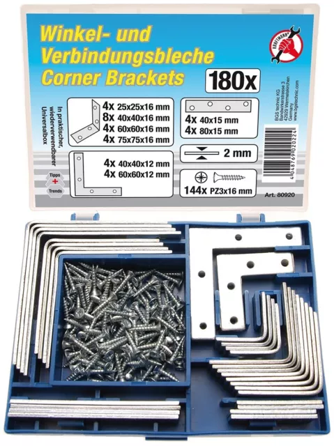 Set lamiere di collegamento fai da te BGS, 180 pezzi