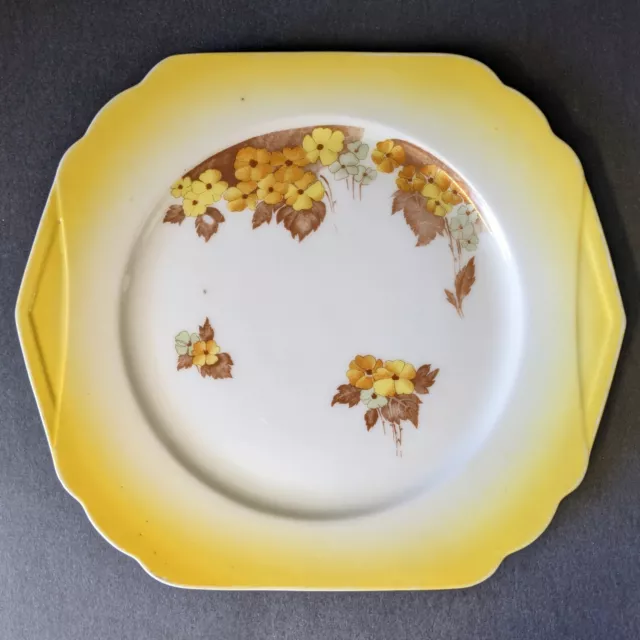 Very Old Antique Vintage Japanese Gold China Brand Art Deco Yellow Cake Plate