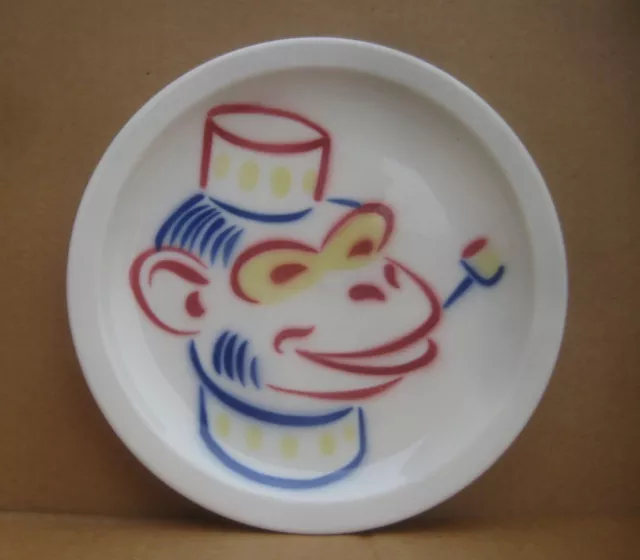 Union Pacific Railroad 1950s Child's Plate Circus Monkey Syracruse USA 8 1/4"