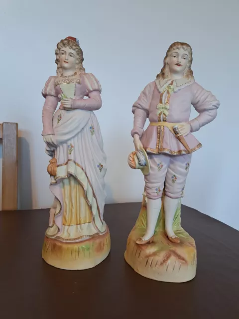 Pair Of French Bisque Porcelain Figures, Lady And Gent.