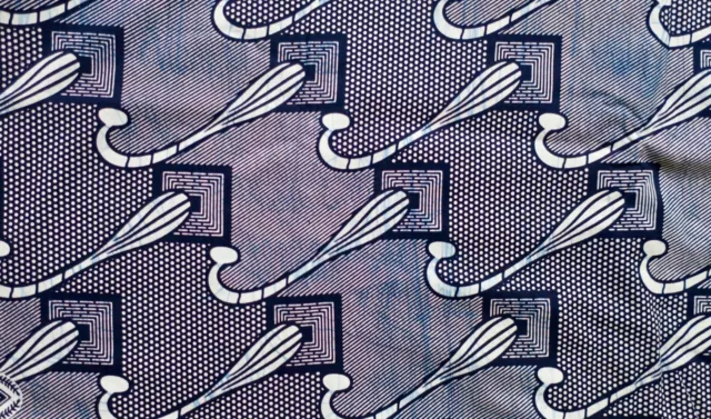 Tissu Africain Angel Wax Mali Impression Java Batik Bleu Blanc 3,50 M X 1,05 M