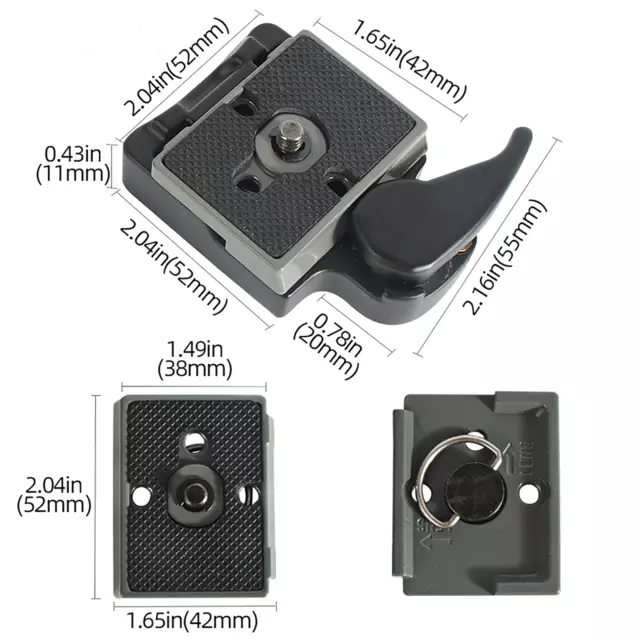 Aluminum Quick Release Plate Clamp Adapter for MANFROTTO 200PL-14 Tripod Grey 2