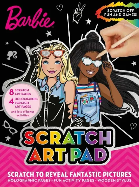 Barbie Scratch Art Activity Pad For Kids with Wooden Stylus & Puzzle Activities