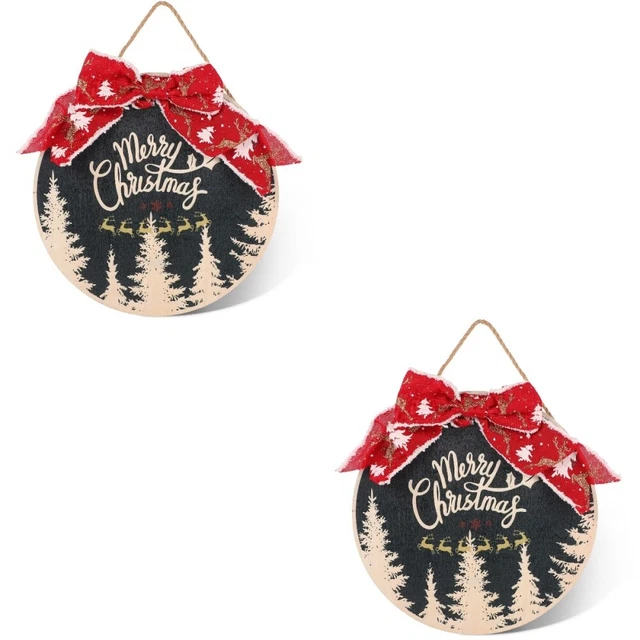 christmas bowknot sign 2x Dekorative Geschenk Innen Schöne Weihnachten Holz Türs