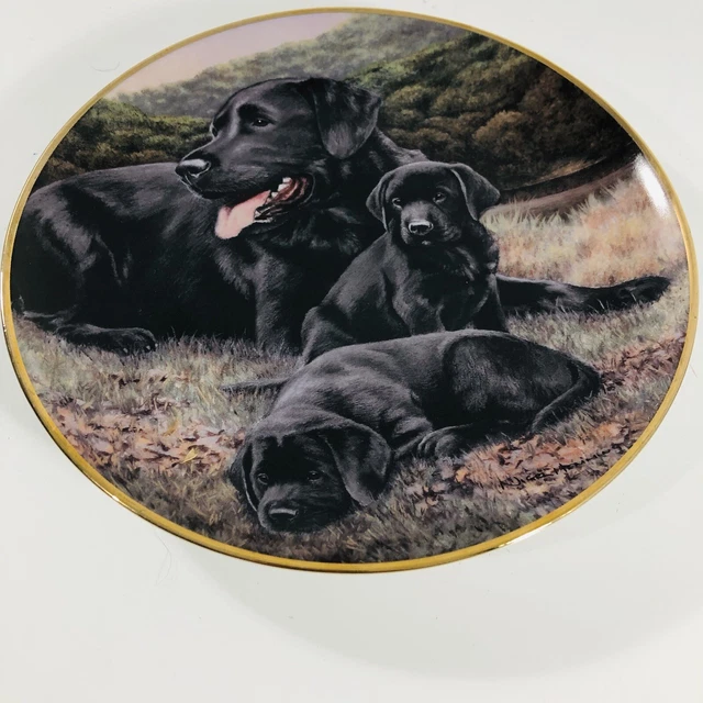 FATHERS PRIDE AND JOY Lab dog pet Porcelain Plate, Franklin Mint NIGEL HEMMING