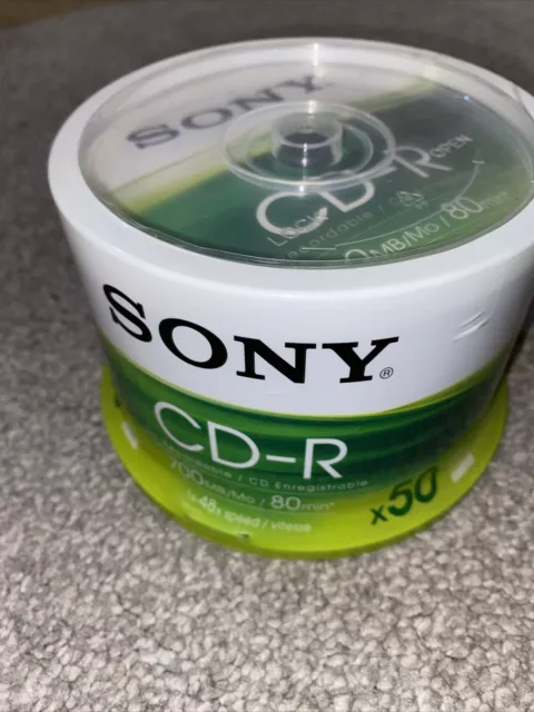 New Sealed Packs of 50 Sony CD-R 700mb 80min Blank Disc's On Spindle.