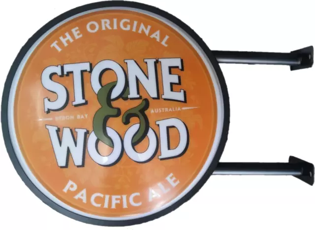 Stone & Wood Beer Bar Lighting Wall Sign Light LED Man Cave Fathers Day Gift