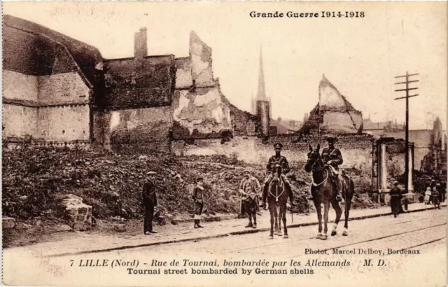 CPA AK Militaire Lille Rue de Tournai Bombardée par les Allemands (698521)