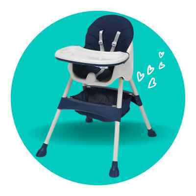 Baby Highchair foldable Adjustable 4-1  Infant  Feeding Toddler Table Chair blue