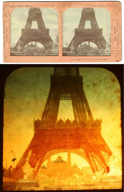 EXPO UNIVERSAL PARIS 1889 / LA TOWER EIFFEL / 4 Polyoramic Stereoscopic View