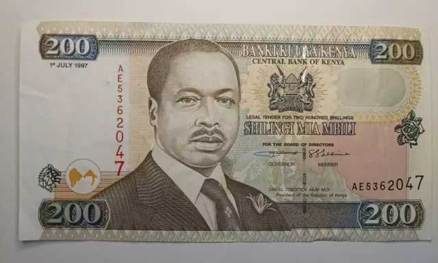 1997, 200 Shillings Kenya a High Grade Value Banknote