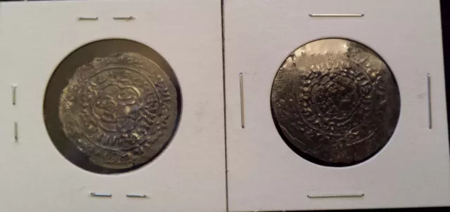 Islamic Rasulid Rulers of Yemen  AR Dirham medieval 1300s Lot of 2 Silver Coins 2
