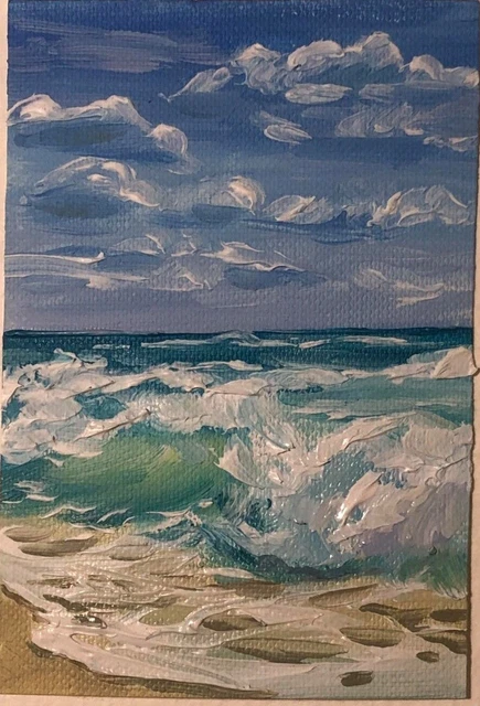ACEO Pintura original Paisaje marino Pintura en miniatura 3.5/2.5 pulgadas