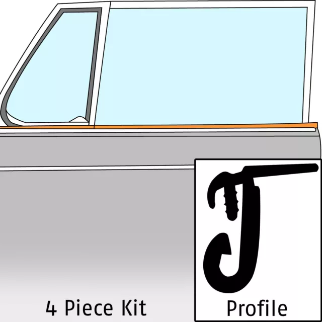 4pc Outer Door Window Scrapers for 1965-79 Type 1 VW Super / Beetle Convertible