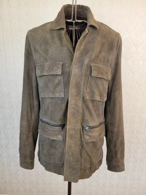 ALL SAINTS SUEDE Leather CIVIL Jacket Blazer Small Distressed 1 button missing 140.00 PicClick UK