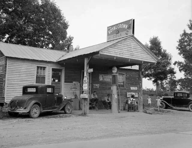 1935 -1942 Gas Station & Country Store Vintage Old Photo 8.5" x 11" Reprint