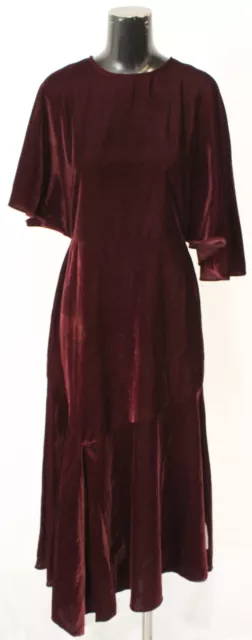 ASOS Design Women's Velvet Flutter Sleeve Asymmetric Dress DD7 Burgundy Size 6