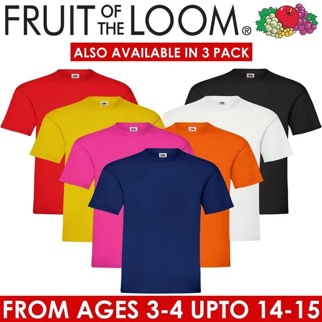 Fruit Of The Loom Boys Girls Kids T Shirts Cotton Plain Short Sleeve Tee Shirt