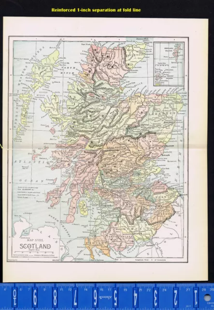SCOTLAND - ANTIQUE COLOR MAP 1899 Century+ Old