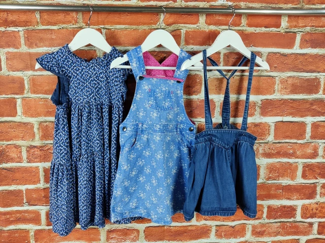 GIRLS BUNDLE AGE 4-5 YEARS NEXT etc DUNGAREE SHORTS DRESS DENIM PINAFORE 110CM