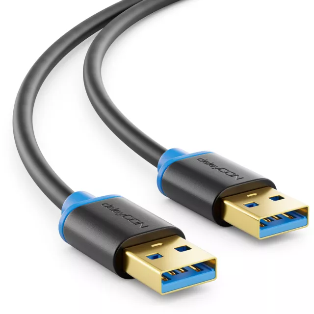 deleyCON 1m USB 3.0 Datenkabel - USB A-Stecker zu USB A-Stecker