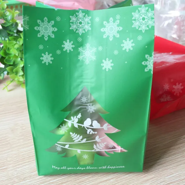 100 Pcs Sachet De Bonbons Rouge Vert Des Sacs-cadeaux Noël Sapin
