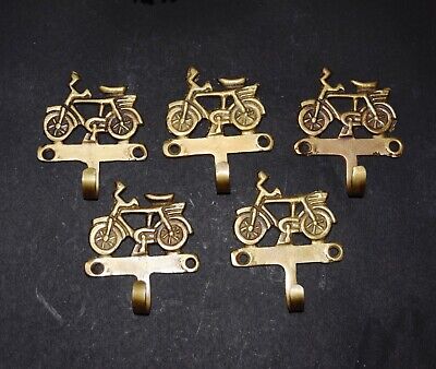 2.7'' Inches Cycle Shape Hook Brass Bicycle Cloth Hanger Set of 05 Pieces EK874