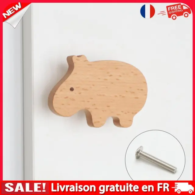 Wooden Door Handles Wood Drawer Knob Wooden Animal Cabinet Knobs (Hippo)