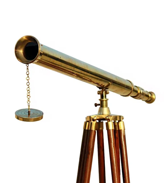 Télescope Vintage Ancien & Boîte En Bois - Objet De Curiosité Rétro Plus De 100 Ans