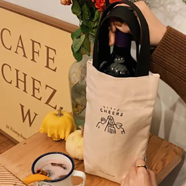 Borsa tote portatile tazza d'acqua portabottiglie caffè latte tè borsa tela eco min BII