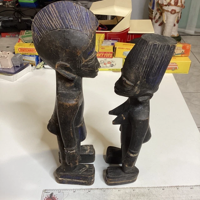 Yoruba Onile African Lukumi Religion Primitive Figures Carved Wood Tribal Art 2
