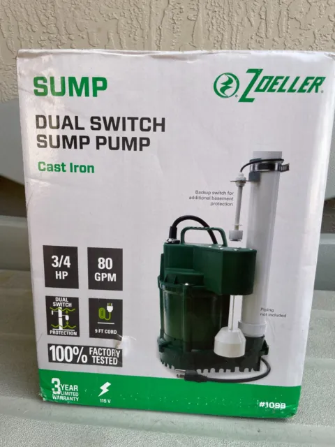 Zoeller 1099 3/4HP 80GPM Cast Iron Dual Switch Submergible Sump Pump