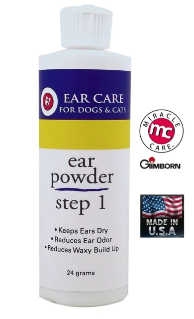 Gimborn Miracle Care R-7 Step 1 EAR POWDER PET Grooming CAT DOG 24 gm Odor Hair