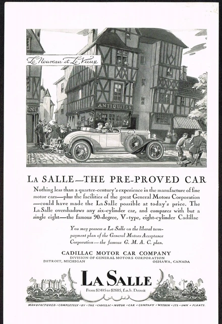 1927 Vintage Cadillac La Salle Roadster Convertible Car Automobile Art Print Ad
