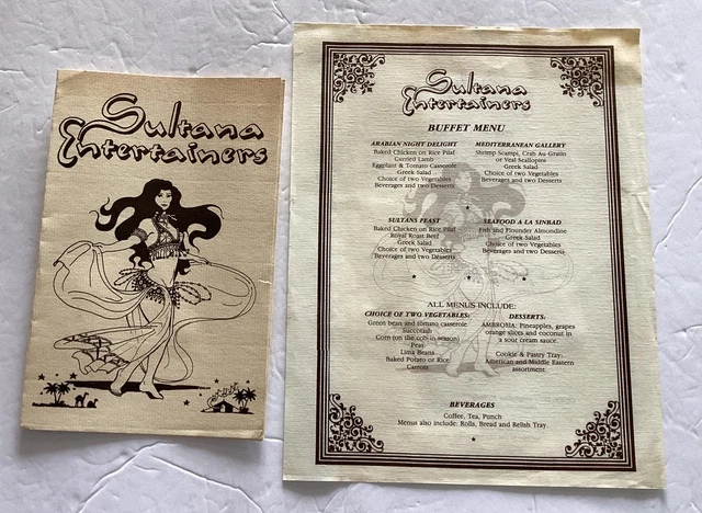 Vintage Sultana Entertainers Dance Promo Flyer Ad & Menu Risqué Women Advertise
