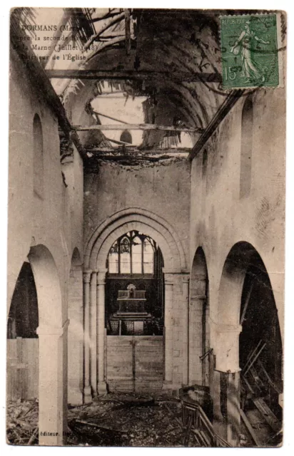CPA 51 - DORMANS (Marne) - Intérieur de l'Eglise en 1918