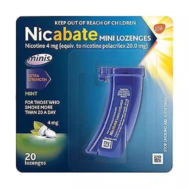 Nicabate Mini Lozenge Stop Smoking 4mg Extra Strength Mint 20 Pack